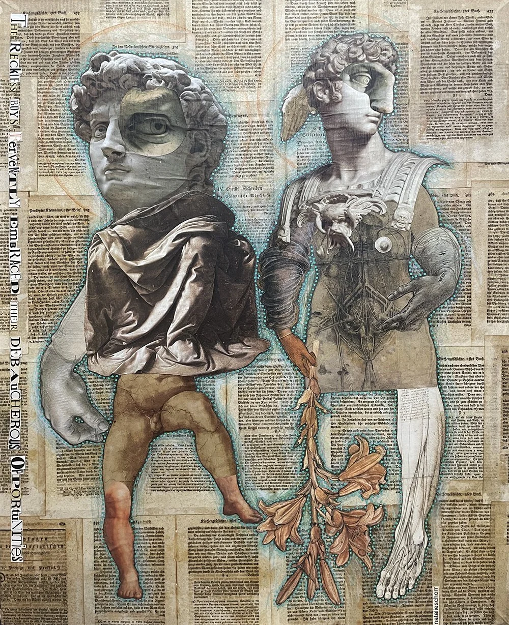 The Reckless Boys - a mixed media analog collage by Natalie Schorr